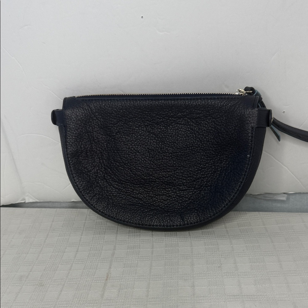 Draper James Leather Navy Blue Half Moon Wristlet Wallet